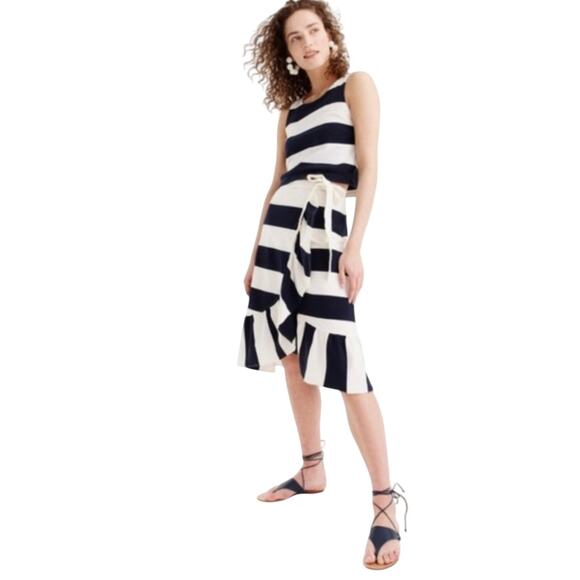 J. Crew Women's Navy/White Striped Cropped Tank Top XS/Rugby Knit Wrap Skirt XXS - Picture 1 of 14